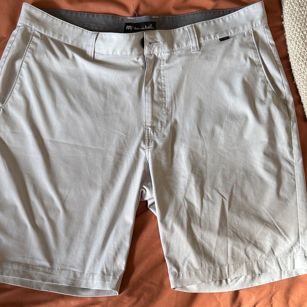 Travis Mathew Light Gray Flat Front Shorts